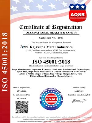  ISO 45001:2018 Certificate