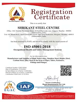  ISO 45001:2018 Certificate